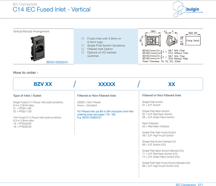 BZV01-Z0000-10垂直電源接入模塊選型 BZV01-Z0000-10垂直電源接入模塊選型
