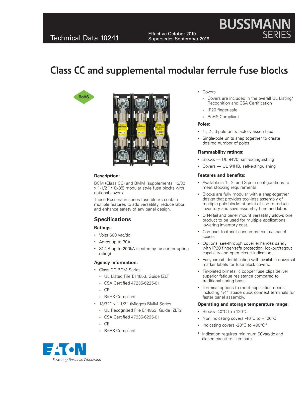 BMM603-1SQ系列熔斷技術參數
