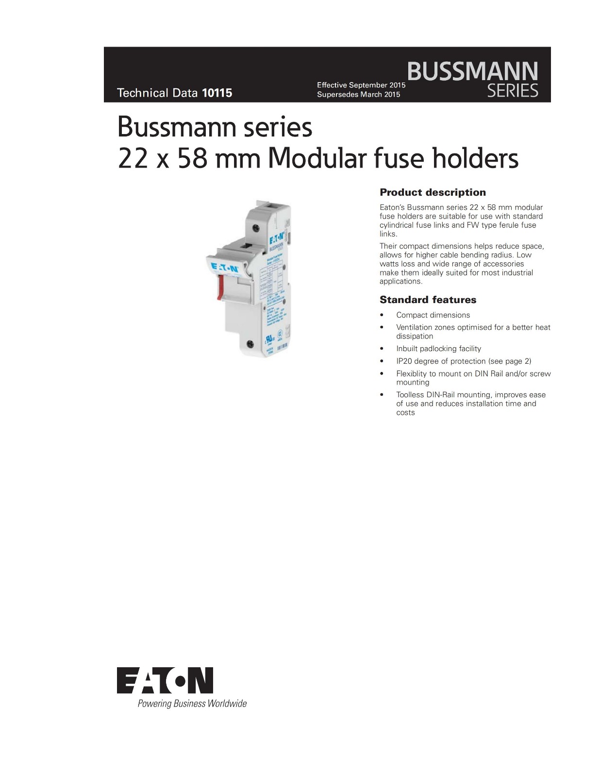 CH221DU系列熔斷器座說(shuō)明